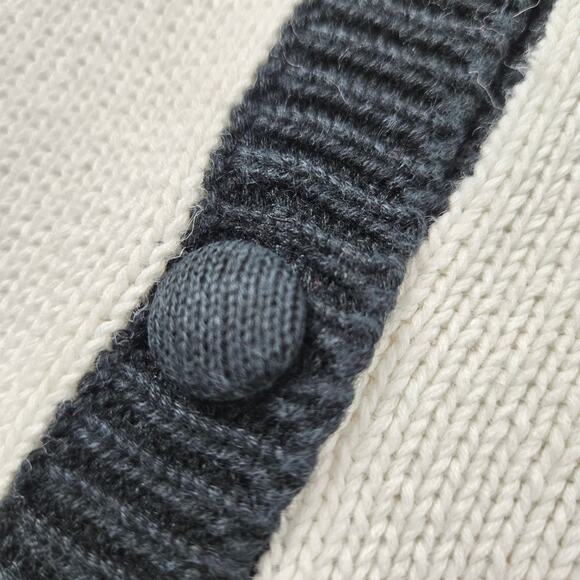 Marisa Canvas White Red Fair Isle Cardigan Mitten Pockets Tassels size Medium - Picture 11 of 12